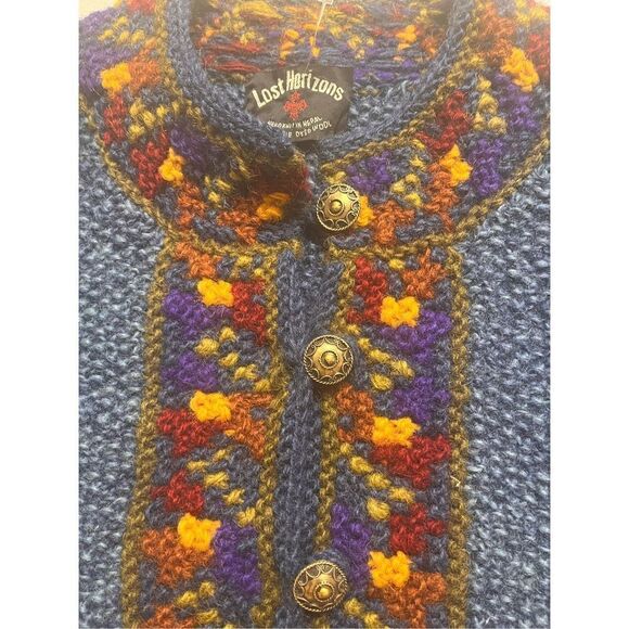 Lost Horizons cardigan sweater 100% wool one size - Picture 3 of 6